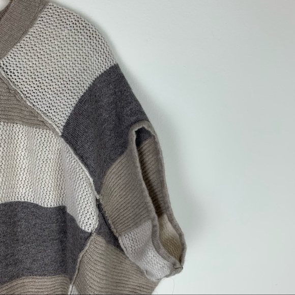 Splendid Beige Merino Wool and Alpaca Blend Striped Short Sleeve Soft Top - Picture 3 of 8